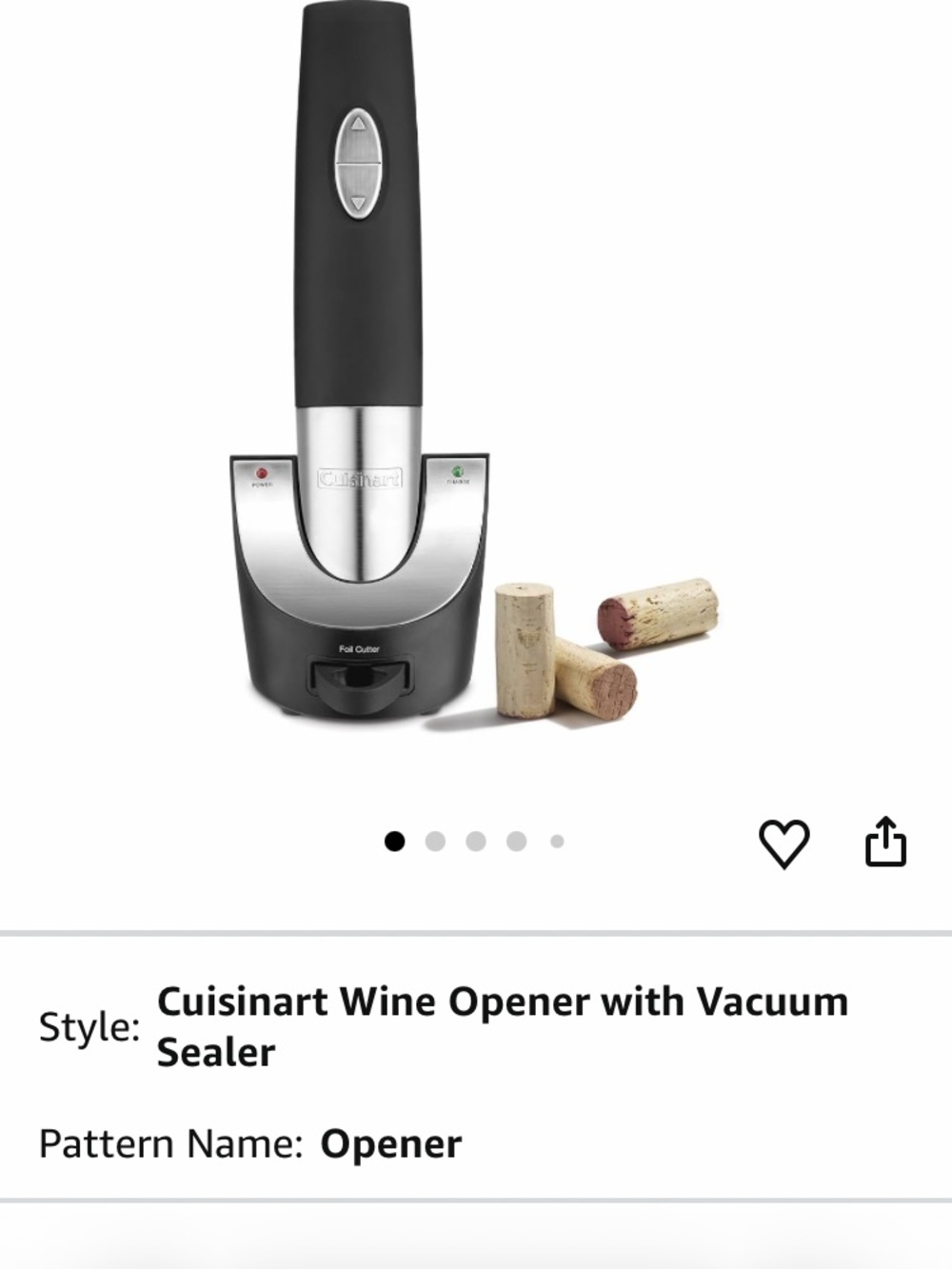 Cuisinart Black and Silver Cordless Wine Opener